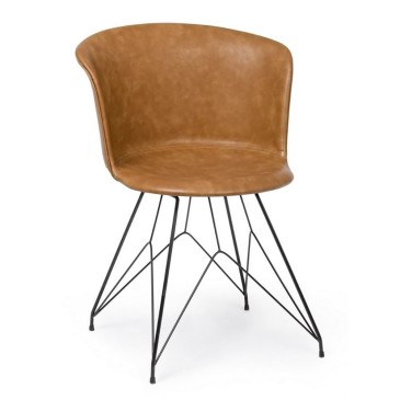Bizzotto Loft Vintage stoel bekleed met eco-leer | kasa-store