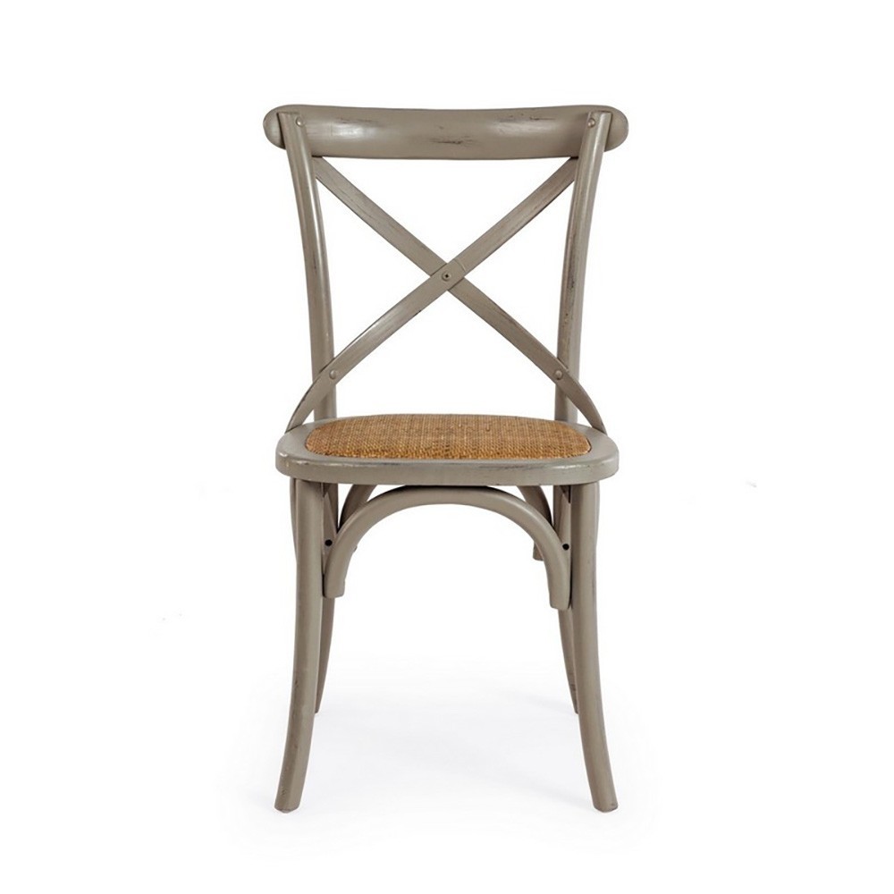 Bizzotto Cross the wooden chair with rattan padding | kasa-store