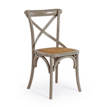 Bizzotto Cross the wooden chair with rattan padding | kasa-store