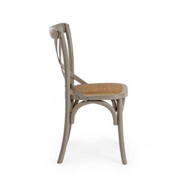 Bizzotto Cross la chaise en bois avec rembourrage en rotin | kasa-store