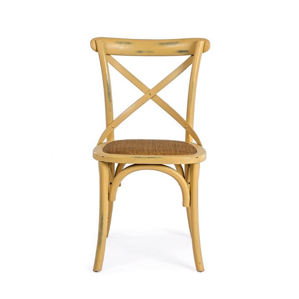 Bizzotto Cross la sedia in legno imbottitura in rattan | kasa-store