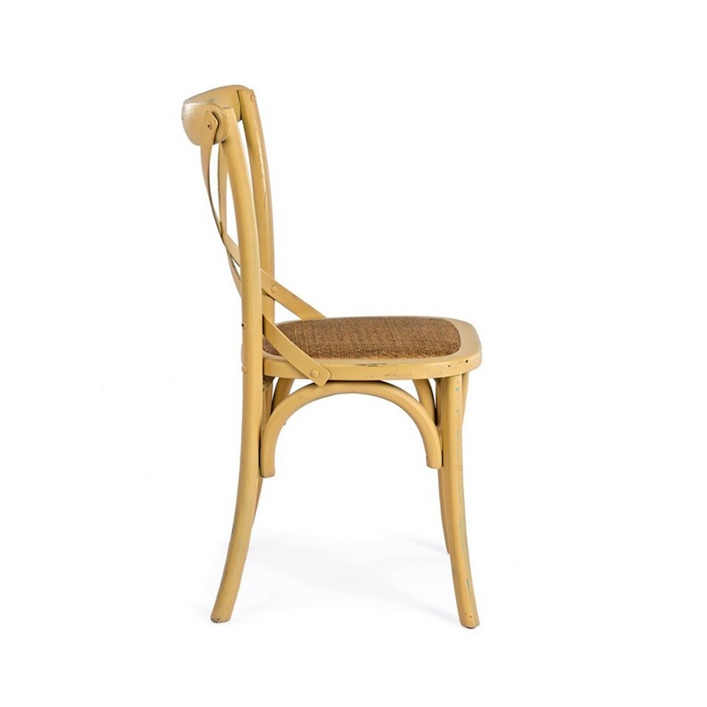 Bizzotto Cross de houten stoel met rotan bekleding | kasa-store