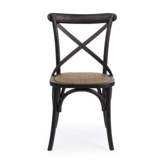 Kruiden het doel stijl Bizzotto Cross de houten stoel met rotan bekleding | kasa-store