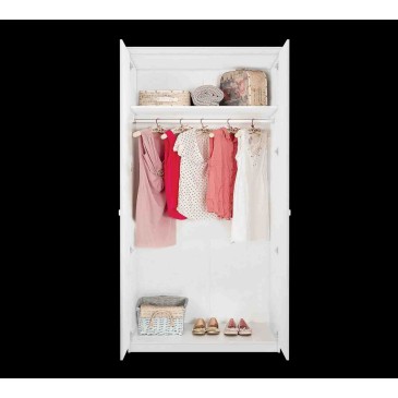 Romantik Kleiderschrank mit 2 Türen, geprägte Dekorationen, für Mädchen