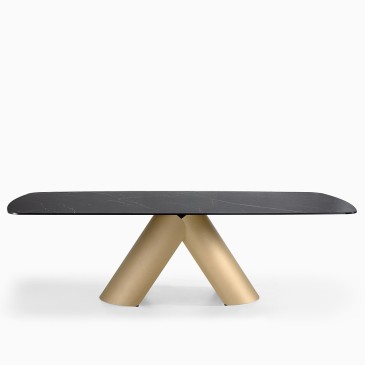 Kimo Tisch von Briolina Glaskeramikplatte mit Stahlstruktur in verschiedenen Ausführungen und Größen