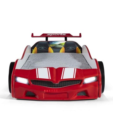 Children's car bed by Anka Plastic in the shape of a sports car with LED headlights