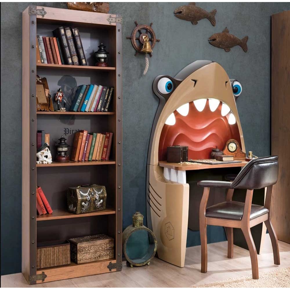 Pirate wooden bookcase for children's bedrooms