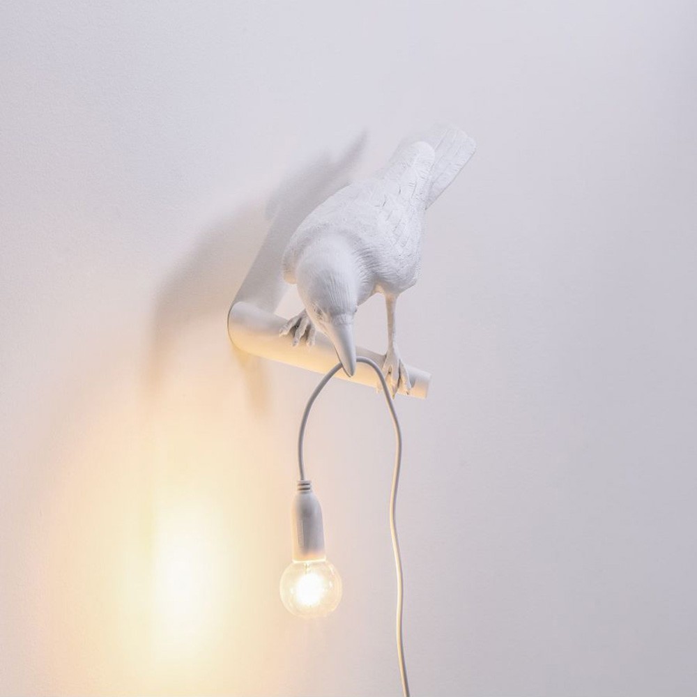 seletti lampada da parete bird lamp looking left bianca