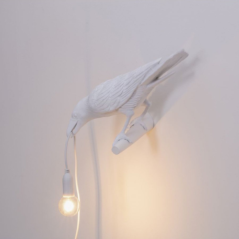 seletti lampada da parete bird lamp looking left bianca