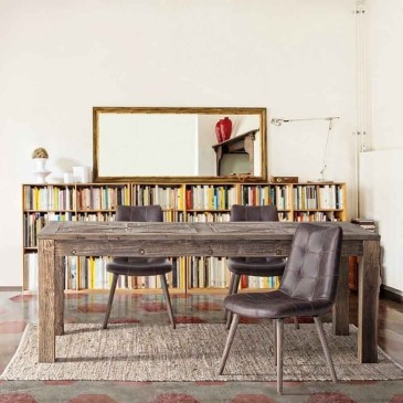 Bizzotto Johnston set van 2 stoelen gemaakt met houten structuur en kunstlederen bekleding