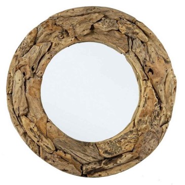 CC Raven mirror by Bizzotto with teak roots frame