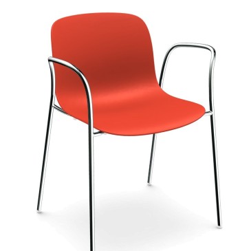 Juego de 4 sillas Magis Troy con estructura de acero cromado disponible con o sin reposabrazos