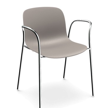 Conjunto de 4 cadeiras Magis Troy com estrutura em aço cromado disponível com ou sem braços