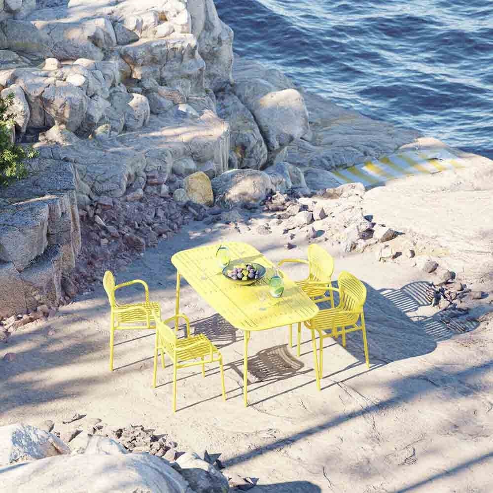 WEEK END outdoor armchair with armrests, in aluminum various colors.