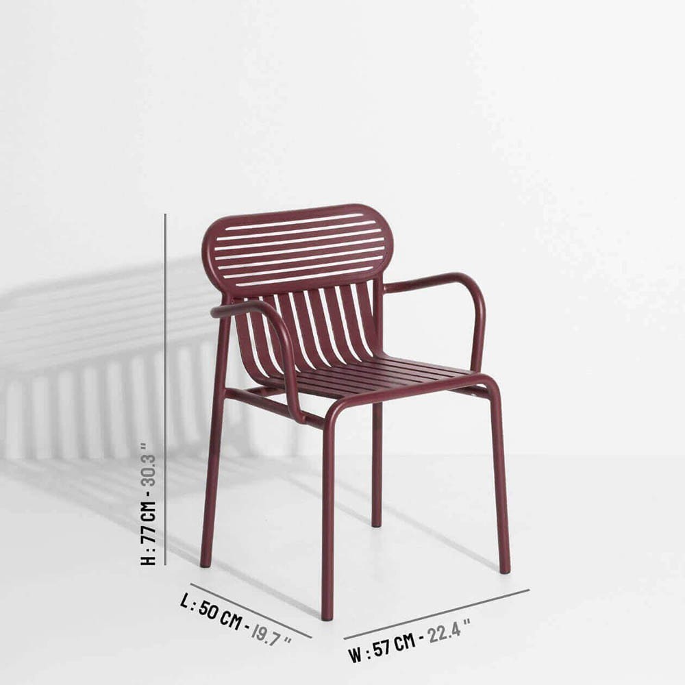 WOCHENENDE Outdoor-Sessel mit Armlehnen, in verschiedenen Aluminiumfarben.