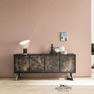 Nook sideboard by Altacorte made of walnut wood with 4 laser engraved doors