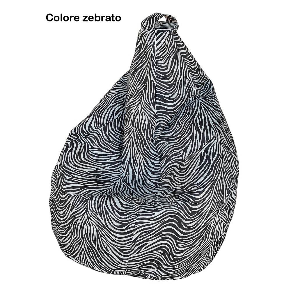 Pouf bolsa com capa de poliéster removível, 8 cores diferentes disponíveis.