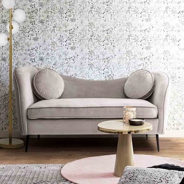 Bizzotton Candis sohva, jossa kaksi istuinta samettivaikutteisella polyesterilla