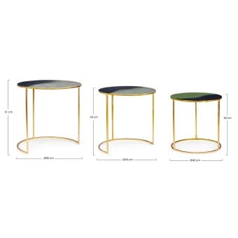 Set of 3 Desur metal coffee tables by