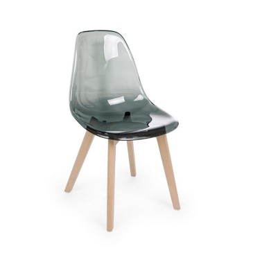 Fum chair by Bizzotto with wooden frame and plastic shell