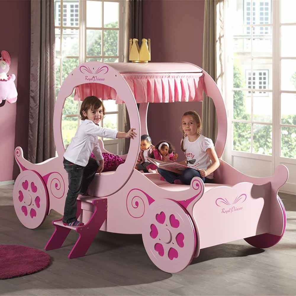 Cama en forma de carruaje adecuada para niñas | kasa-store