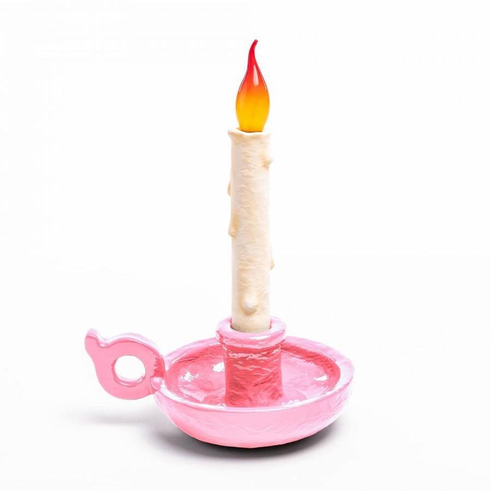 seletti grim lamp lampada da tavolo forma di candela rosa