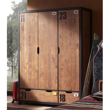 Alex Kleiderschrank mit zwei oder drei Türen im Vintage-Design | kasa-store