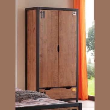Alex Kleiderschrank mit zwei oder drei Türen im Vintage-Design | kasa-store
