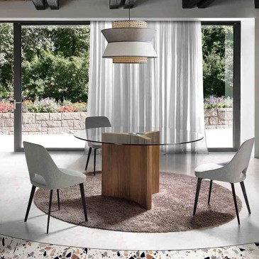 Round glass table 1094 by Angel Cerdà available in two sizes