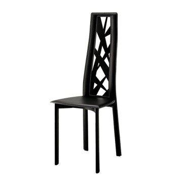 Καρέκλα Cathy της Airnova κατασκευασμένη από μέταλλο και ντυμένη με μαύρο δέρμα