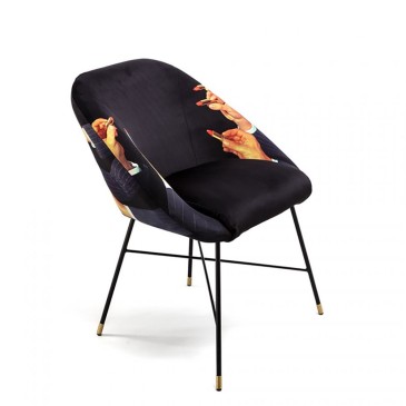 Gepolsterter Stuhl von Seletti Chairs mit Holzstruktur und Stahlfüßen