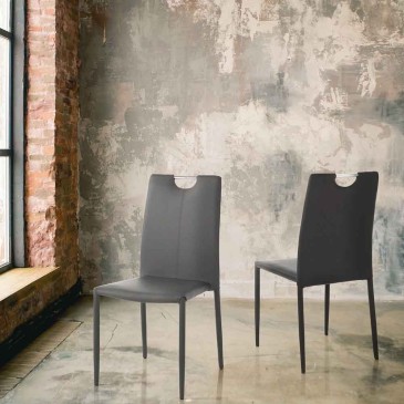 Tomasucci Sara set van 4 stoelen met stalen structuur en kunstlederen bekleding