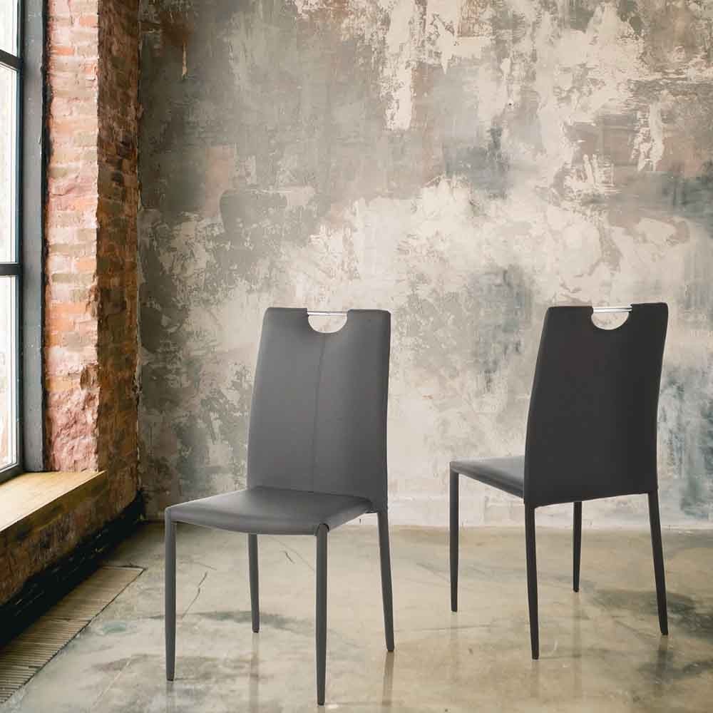 Tomasucci Sara stapelbare stoel van synthetisch leer | kasa-store