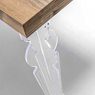 Maugenio table with plexiglass legs and wooden top