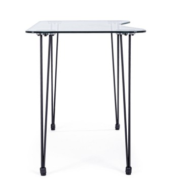 Rondò desk by Bizzotto with steel legs and tempered glass top available in two finishes