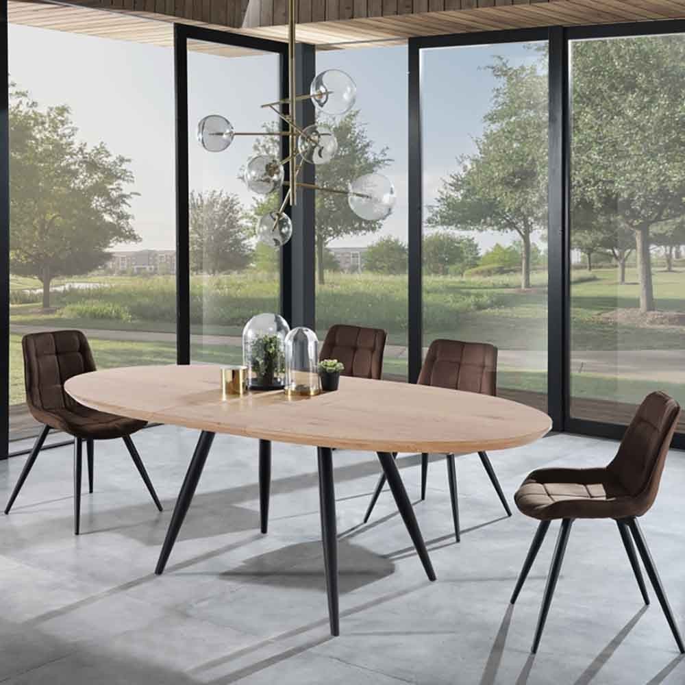 Ovaler Tisch von Tomasucci mit Metallstruktur und Holzplatte