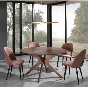 Tallin round table by Tomasucci with solid wood structure and MDF wood top all dark walnut finish