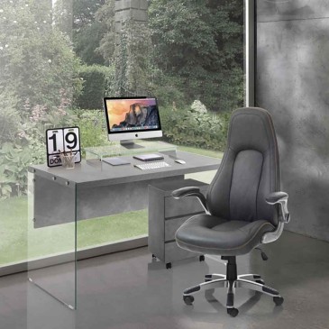 Riverside office armchair by Tomasucci covered in dark gray synthetic leather with an aging effect