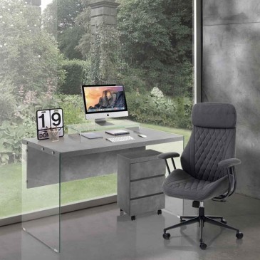 Sharon office armchair by Tomasucci with padded seat covered in gray fabric
