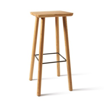 Acrocoro stool by Atipico with wooden structure and metal footrest