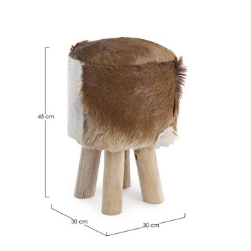Malak low stool by Bizzotto made of wood and covered in leather