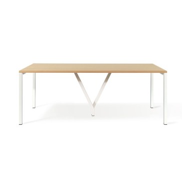 Cavalletta table by Atipico metal base oak wood top