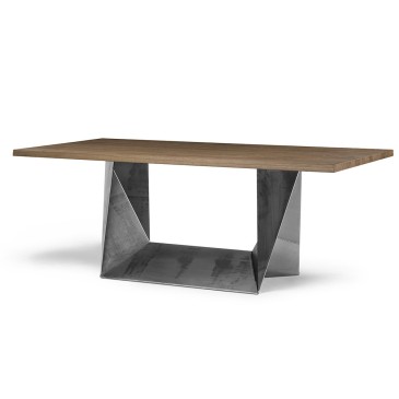 Alma Design Clint tavolo con struttura in acciaio piano in legno