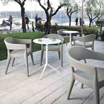 Ciak round table by Alma Design painted steel structure with folding top