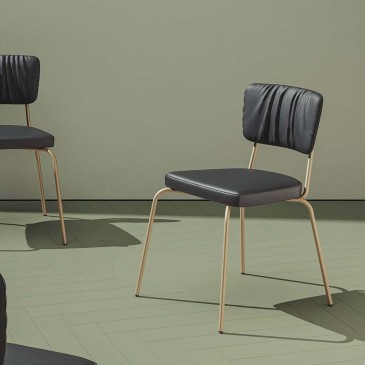Alma Design Scala set of 4 chairs with painted steel structure, upholstered seat and back