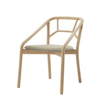 Alma Design Conjunto de 2 sillas Marnie con estructura de madera de fresno y asiento acolchado