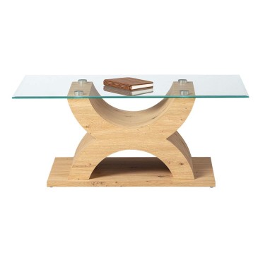 X-Type coffee table with Mdf structure and glass top