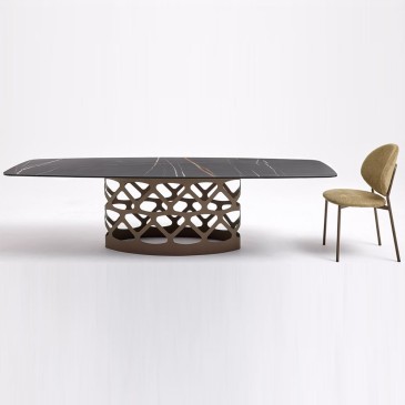 kasa-store cliss tavolo struttura ottone piano keramic opaco sahara noir
