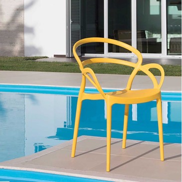 Dina Set 2 Outdoor chairs with armrests polypropylene structure available in various finishes