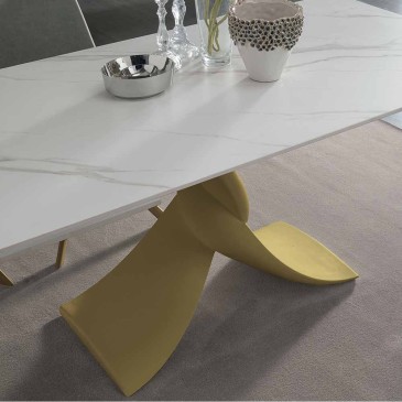 Twist extendable table by Target Point agglomerate base rectangular porcelain stoneware top